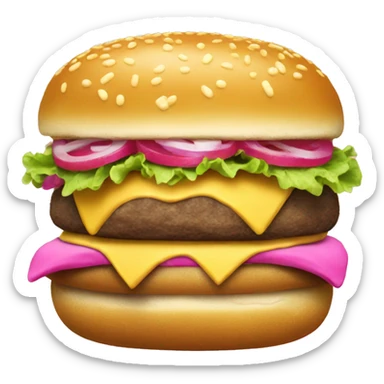Realistic Pink and gold cheeseburger sticker