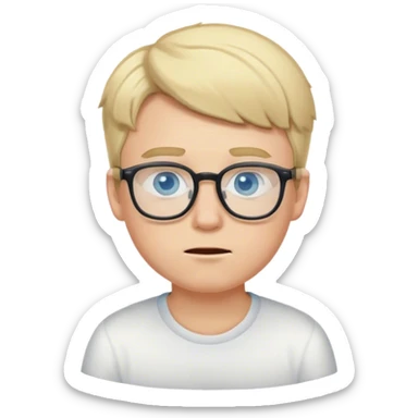 white boy with blonde hair blue eyes glasses pooping sticker