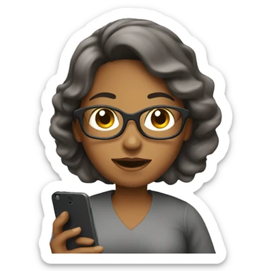 mujer con celular sticker