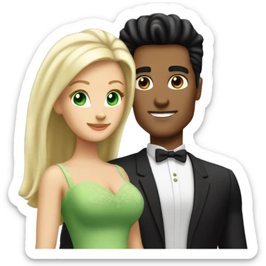 Couple married, he has black hair like Johnny Bravo, she is blonde with green eyes and she has long hair sticker