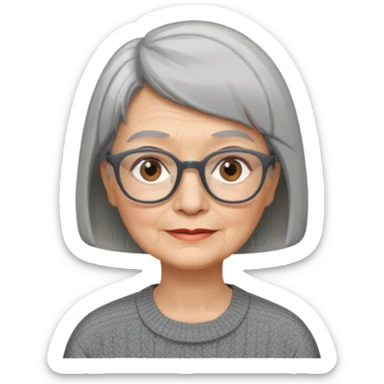 Old woman square glasses short gray straight hairstyles bob sticker