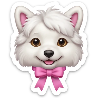white dog with pink ribbon sticker