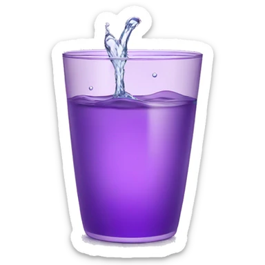 splashing glass of water in a shiny purple cup sticker
