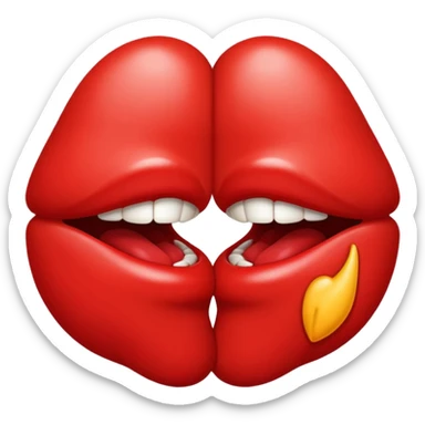 A kiss emoji biting the lip of the other kiss emoji sticker