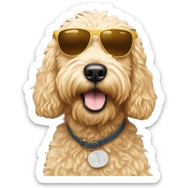 Golden doodle with sunglasses sticker