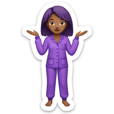 UNE FEMME DE COULEUR DE PEAU NOIRE HABILLE AVEC  UN PYJAMA VIOLET ET ELLE EST DEBOUT sticker