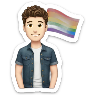 Shawn Mendes with pride flag sticker