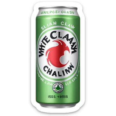 A skinny slim can of white claw alcohol with green label like real white claw sticker
