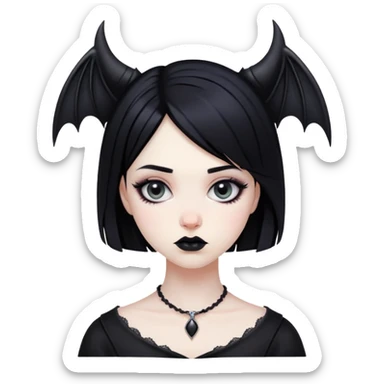 pale skin goth girl with black hair sticker