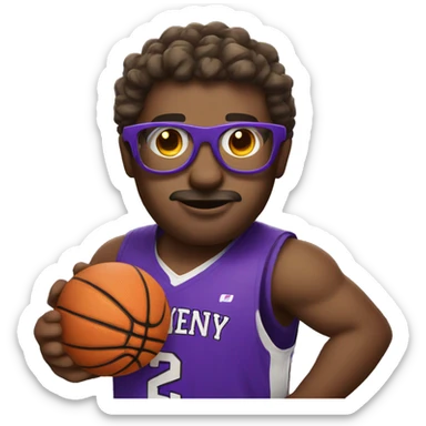a basketball wearing purple glasses sticker