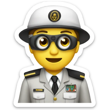 create a deck cadet wearing white uniform emoji using a binocular sticker
