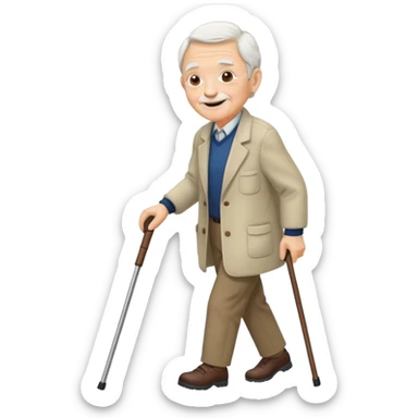 IDOSO COM BENGALA ANDANDO sticker