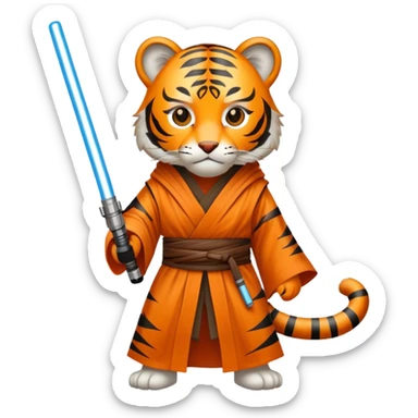 Tiger jedi knight with lightsaber sticker