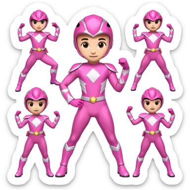 A cute Pink power ranger in different cute poses sticker