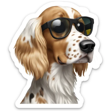 English setter with sunglasses  sticker