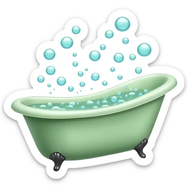 Sage green bath tub with bubbles floating  sticker