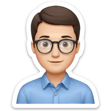 a bespectacled man who works for a tech company sticker