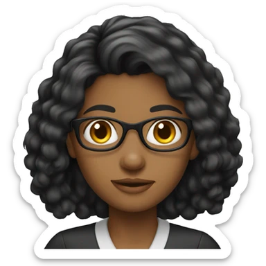 young female teacher black long hair sticker