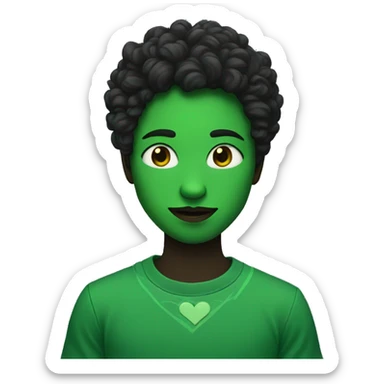 Half black and Green heart sticker