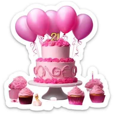 Pink 21st birthday sticker
