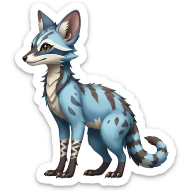 Feral Rare Fantasy dark pastel Vernid-Sergal-Genet-Trico-species by LiLaiRa, random markings, tufted ears, full body sticker