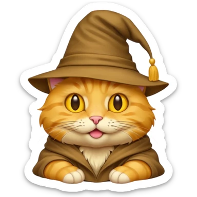 Yellow cat emoji wearing a sorting hat sticker