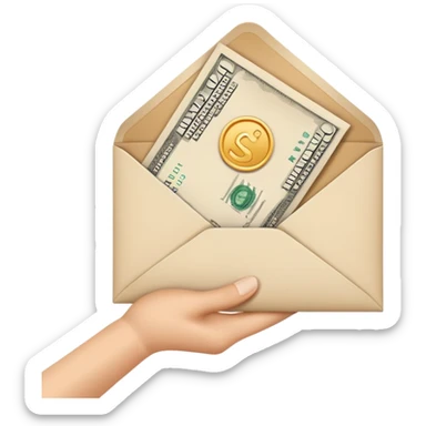 hand receiving salary envelope sticker