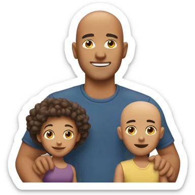 family of 4 tan skin: bald dad sticker