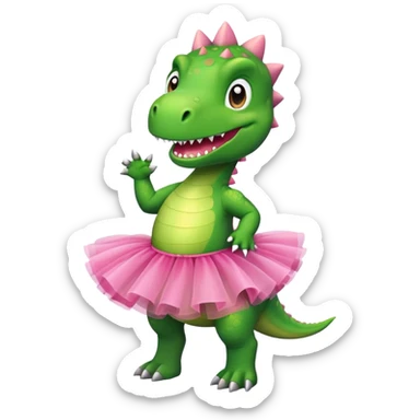dinosaur with a pink tutu sticker