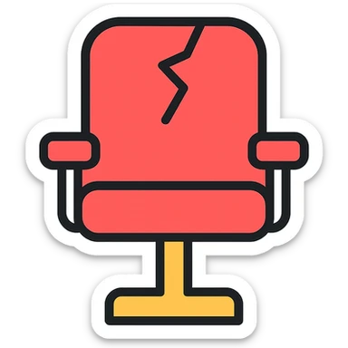 damaged football seat, minimal, clean, inspired by Airbnb category icons, simple color palette, clear outlines, modern icon style sticker