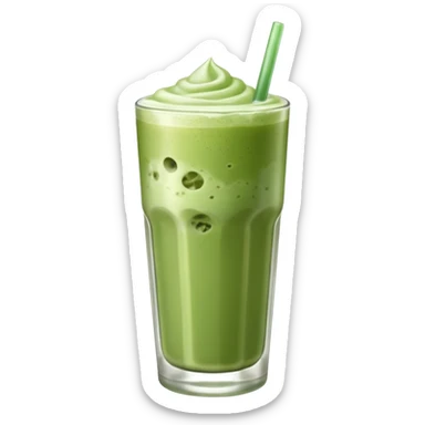 Iced Matcha latte in a long glass sticker