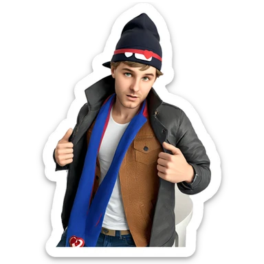 stylish boy with heart detail sticker