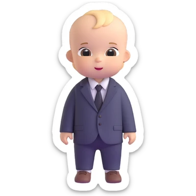 adorable baby mafia boss in oversized suit sticker