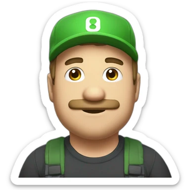 fat youtuber supergamestv with mario bros hat without mustache sticker