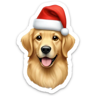Golden Retriever wearing a christmas hat  sticker