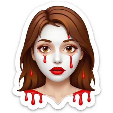 Brown Hair Woman , white paint , drip, face, hot  Sexy, lips sticker