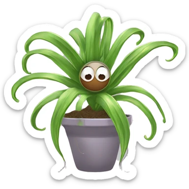 A magical sentient spider-plant who has a dirt ball at his center, and long tendrils￼ sticker