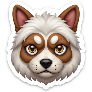 tattooed scary looking dog with heavy face tattoes, white dog sticker