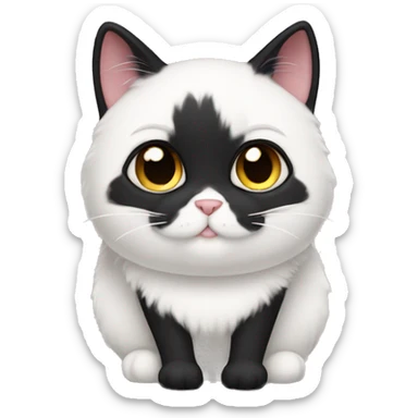 Fat fluffy black and white tuxedo cat sticker