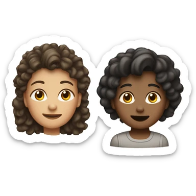 family with one short mullet curly noirette boy, one curly long hair brunette mother and one blondish brunette bob cut straight hair mother sticker