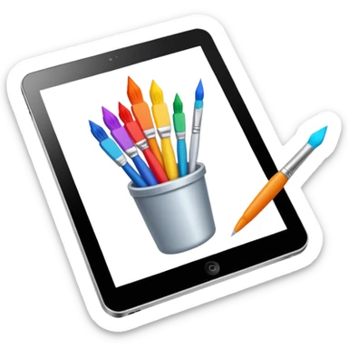 paintbrush drawing on a tablet screen sticker