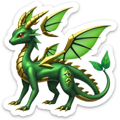 Shiny 4-legged Rayquaza-Flygon-Zygarde-Leafeon-fusion, full body sticker