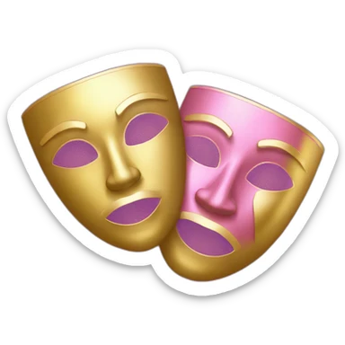 2 pink gold theatre masks sticker