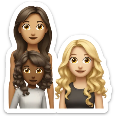 Three girls. One blonde and two brunettes. Each with a dog.  sticker