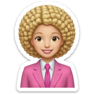 afro blonde hair woman pink suit sticker