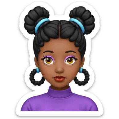 Black woman with Space buns sticker