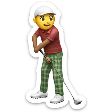Golfer in plaid pants sticker