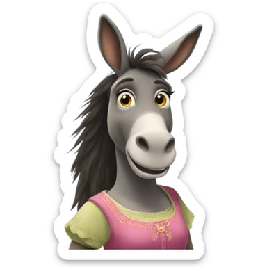 Donkey from Shrek dressed like a girl sticker