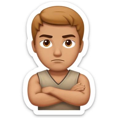 man with disapproving face and crossed arms sticker