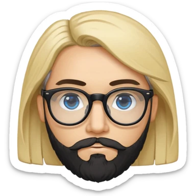 Quiero a un profesor de inglés que sea blanco con el pelo negro y corto que tenga barba pero no muy larga que tenga gafas con los ojos negros que esté fuerte y que al lado tenga a una chica rubia con los ojos azules y guapa sticker